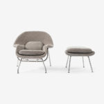 Light Gray Chenille - Chrome Legs